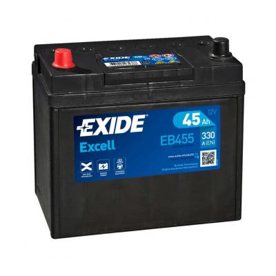 Exide Excell EB455 akkumulátor, 12V 45Ah 330A B+, japán