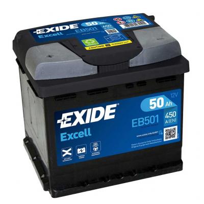Exide Excell EB501 akkumulátor, 12V 50Ah 450A B+ EU, magas