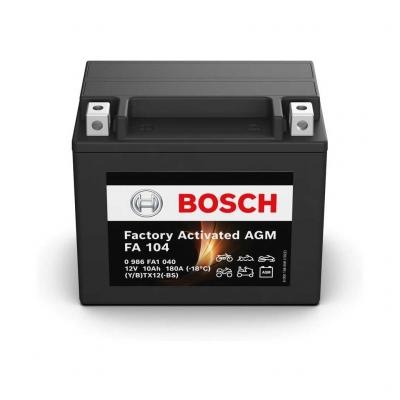 Bosch FA104(M6 014, YTX12-4, YTX12-BS) gyárilag aktivált AGM motorakkumulátor, 12V 10Ah 150A