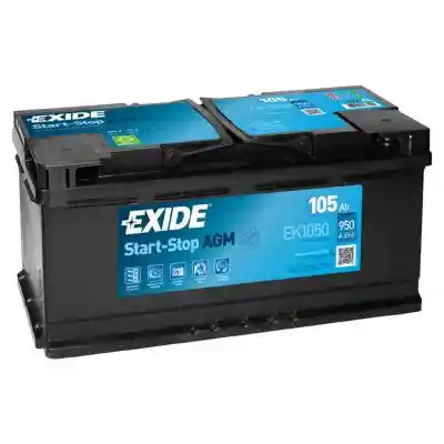 Exide Start-Stop AGM EK1050 akkumulátor, 12V 105Ah 950A J+ EU, magas