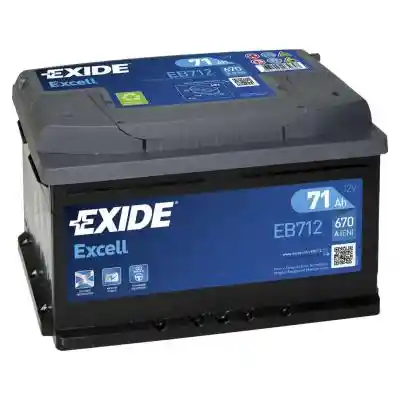 Exide Excell EB712 akkumulátor, 12V 71Ah 670A J+ EU, alacsony