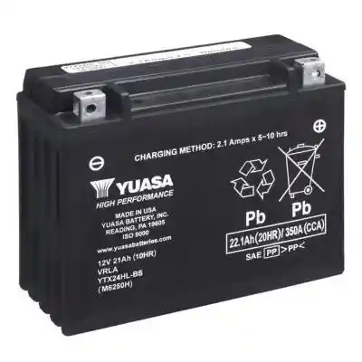 Yuasa AGM YTX24HL-BS motorkerékpár akkumulátor, 12V 22,1Ah 350A J+