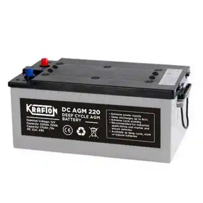 Krafton AGM Deep Cycle KCD12-220 munkaakkumulátor, napelem (szolár) akkumulátor, 12V 220Ah B+ EU